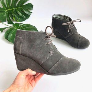 TOMS Desert Suede Wedge Booties Castlerock Gray 8